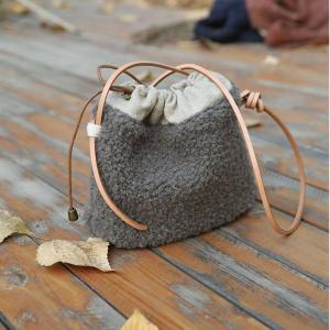 Fall Fashion Lamb Wool Designer Bucket Bag