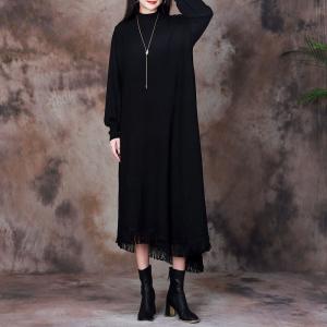 Asymmetrical Knitting Sweater Fringe Dress