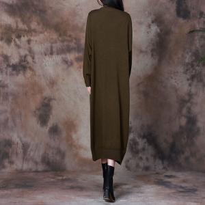 High Neck Long Sleeves Loose Maxi Sweater Dress