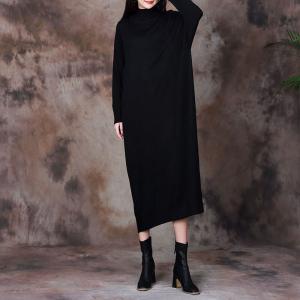 High Neck Long Sleeves Loose Maxi Sweater Dress