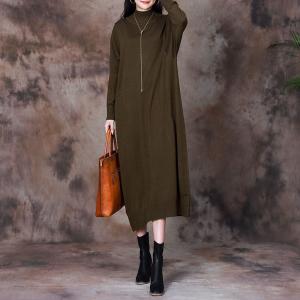 High Neck Long Sleeves Loose Maxi Sweater Dress