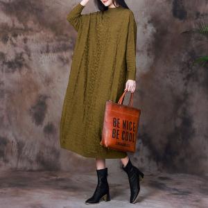 Solid Color Wool Blend  Pleated Jersey Dress