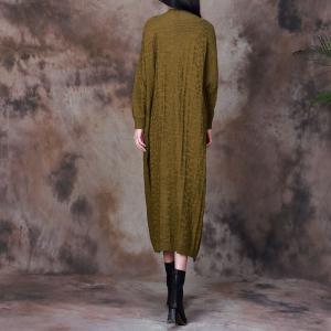 Solid Color Wool Blend  Pleated Jersey Dress