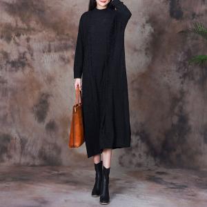 Solid Color Wool Blend  Pleated Jersey Dress