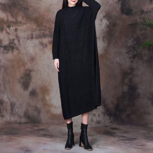 Solid Color Wool Blend  Pleated Jersey Dress