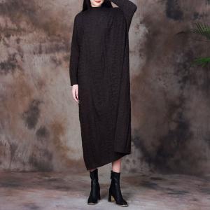 Solid Color Wool Blend  Pleated Jersey Dress