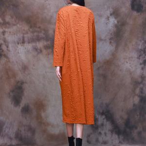 Solid Color Mid-Calf V-Neck Pleated Dress