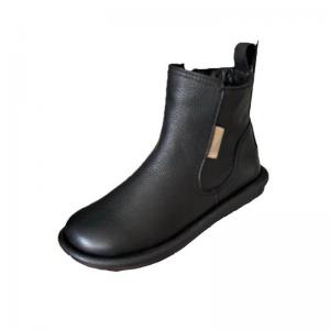 Side Zip Plush Lined Leather Wide Toe Boots