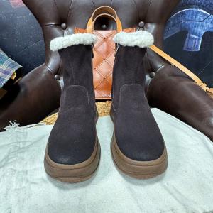 Lamb Wool Lining Mid-Calf Wedge Snow Boots