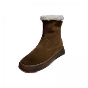 Lamb Wool Lining Mid-Calf Wedge Snow Boots