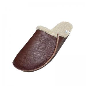 Wide Toe Leather Winter Flat Slippers