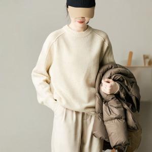 Crew Neck Oversized Sheep Wool Sweater