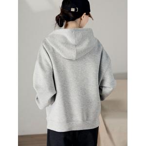 Front Zip Light Gray Hoodie for Women