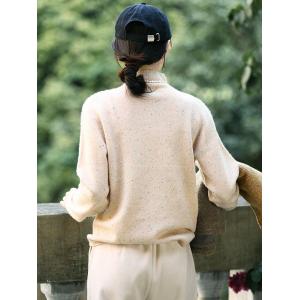 High Collar Wool Plain Seamless Sweater