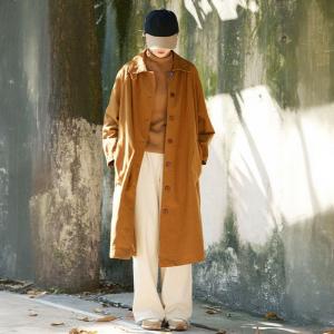 Relax-Fit Cotton Long Camel Trench Coat