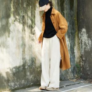 Relax-Fit Cotton Long Camel Trench Coat