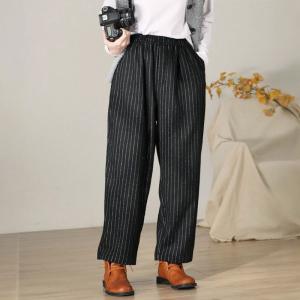 Vertical Striped Wool Dress Pants