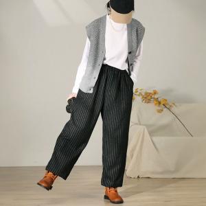 Vertical Striped Wool Dress Pants