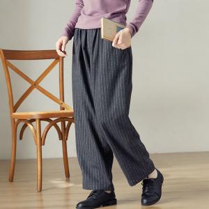 Vertical Striped Wool Dress Pants