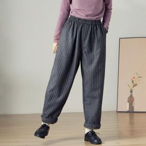 Vertical Striped Wool Dress Pants