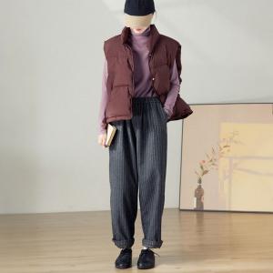 Vertical Striped Wool Dress Pants