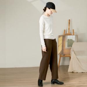 Wool Blend Straight Leg Winter Tweed Pants