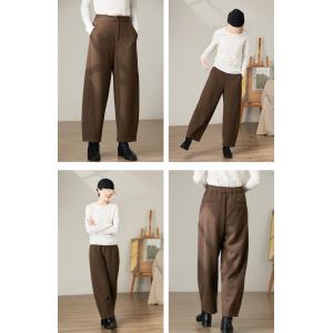 Wool Blend Straight Leg Winter Tweed Pants