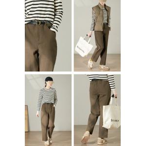 Cotton Casual Straight Leg High Rise Pants