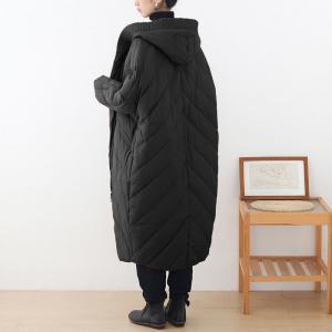 Solid Color Large Long Hooded Down Coat