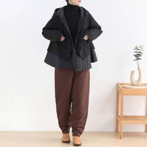 Street Style Black Designer Hooded Jacket