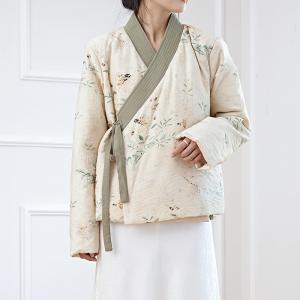 Stand Collar Side Tied Eastern Quilted Kimono