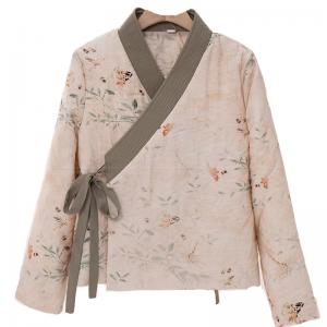 Stand Collar Side Tied Eastern Quilted Kimono