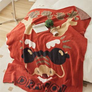 Cartoon Dragon Red Blanket