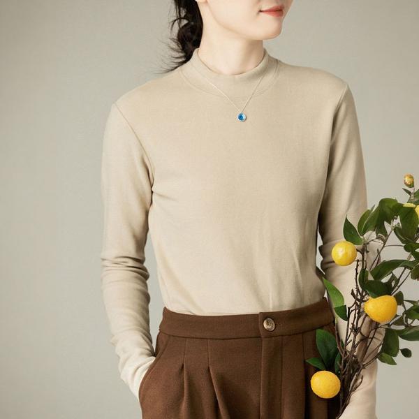 Mock Neck Basic Long Sleeve T-shirt