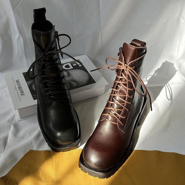 British Styles Low Heels Combat Boots