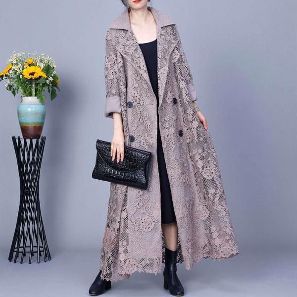 Business Elegant Crochet Lace Trench Coat