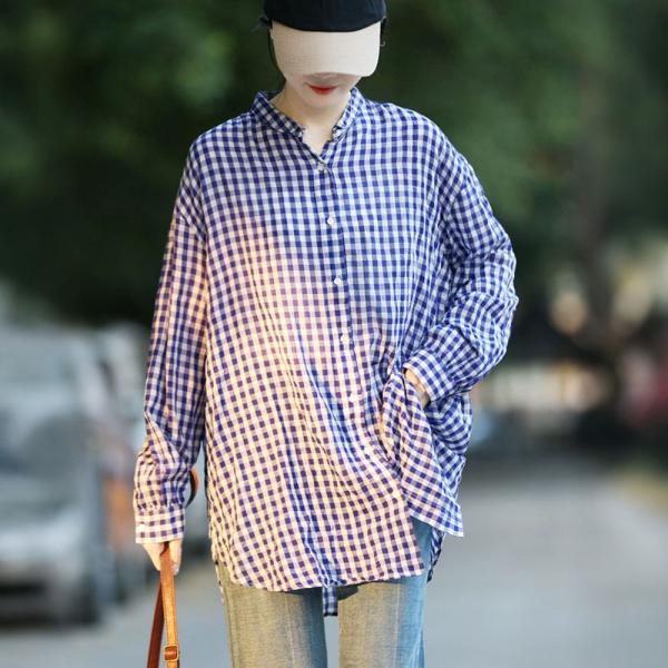 Mid-Calf Classic Blue Plaid BF Shirt