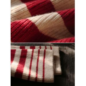 Red Striped Sheep Wool Oversized Turtleneck Sweater