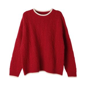 Crew Neck Woolen Cable Knit Sweater