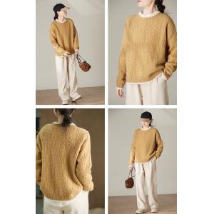 Crew Neck Woolen Cable Knit Sweater