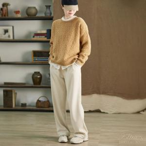 Crew Neck Woolen Cable Knit Sweater