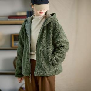 Dark Green Reversible Fleeced Hooded Coat