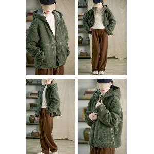 Dark Green Reversible Fleeced Hooded Coat