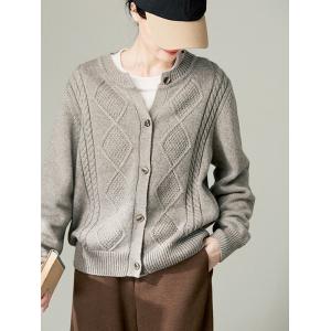 Round Neck Cable Knit Granny Cardigan