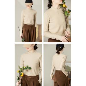 Mock Neck Basic Long Sleeve T-shirt