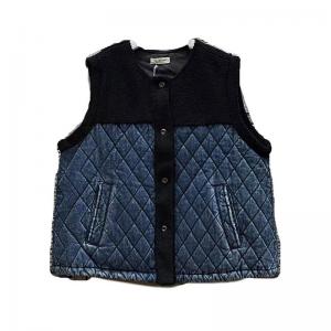 Quilted Denim and Lamb Wool Drawstring Waistcoat