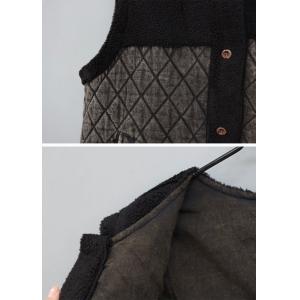 Quilted Denim and Lamb Wool Drawstring Waistcoat