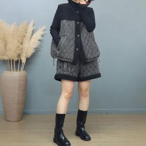 Quilted Denim and Lamb Wool Drawstring Waistcoat