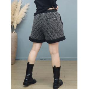 Flap Pocket Drawstring Waist Quilted Shorts