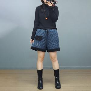 Flap Pocket Drawstring Waist Quilted Shorts